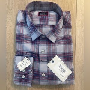 UNTUCKit Men's Casual Red and Blue Plaid Shirt